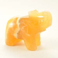 Yellow Aragonite Elephant Carving