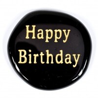 Happy Birthday Obsidian Black Word Stone