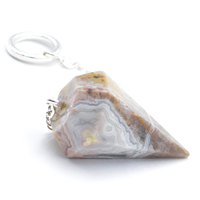 White Crazy Lace Agate Six Sided Pendulum