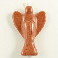 Gold Goldstone Angel Pendant Carving