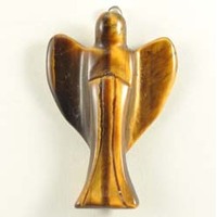 Gold Tiger Eye Angel Pendant Carving