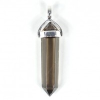 Smoky Quartz Plated Silver Double Terminator Pendant