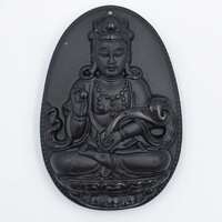 Black Obsidian Kwan Yin Pendant