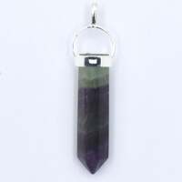 Rainbow Fluorite .925 Silver Single Terminator Pendant [Dark]