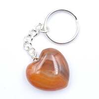 Fire Agate Heart Carving Key Ring