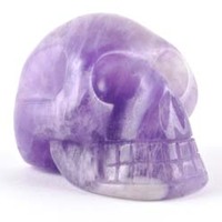 Chevron Amethyst Crystal Skull Carving